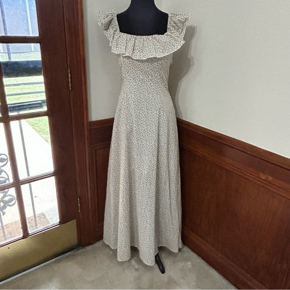 o.p.t. Floral Flax & Cotton Blend Maxi Dress